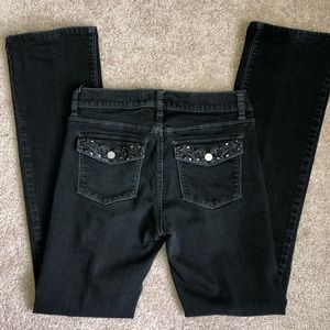 White House Black Market washed black bootcut jean